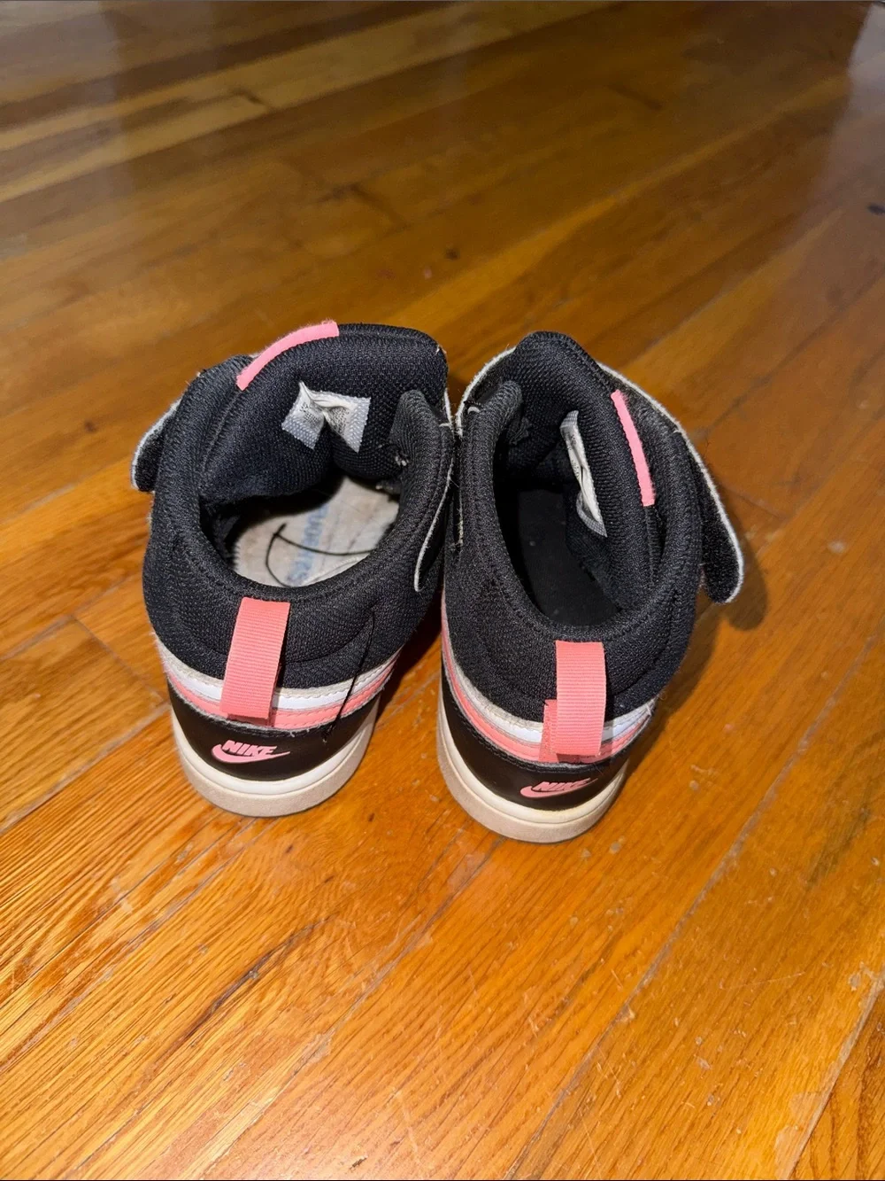 Nike Kids High-Top Sneakers in Black, White & Pink